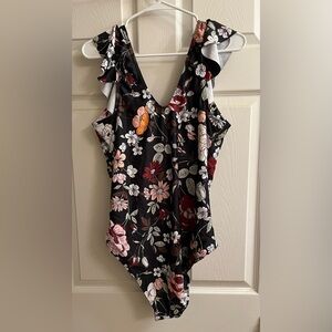 Floral Black One-Piece Swimsuit